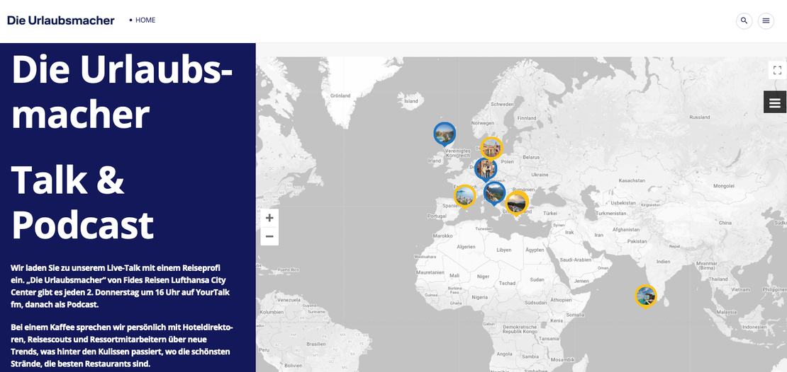 Dieurlaubsmacher.fm - Home screen with map