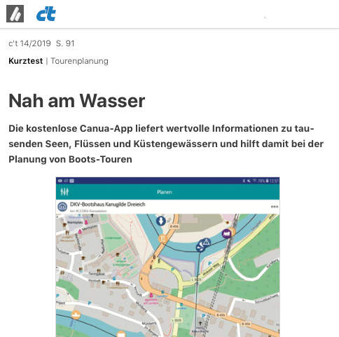 canua App, c't Pressemitteilung vom 22. Juni 2019